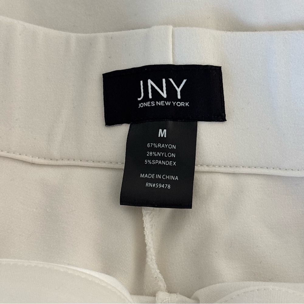 Jones New York Ivory Pintuck Wide-Leg Pull-on Trouser Cropped Pleat White Pants - Picture 8 of 9